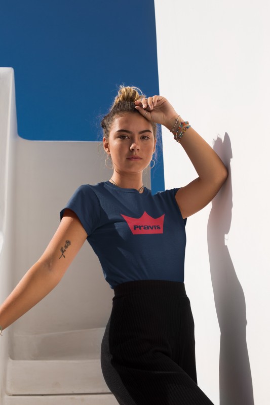 tee-mockup-of-a-woman-with-a-hair-bun-in-a-sunny-stairway-26789